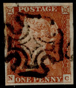 GB QV SG9, 1d pale red-brown BLACK MX PLATE 37, FINE USED. Cat £110. NC