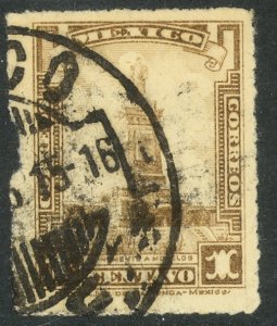 MEXICO 1925 1c Morelos Monument UNWATERMARKED Postal Tax Stamp Sc RA3 VFU