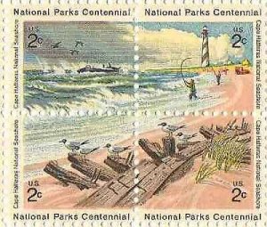 1972 Nat'l Parks Centennial Cape Hatteras Blk of 4 2c Postage Stamps Sc#1448-51