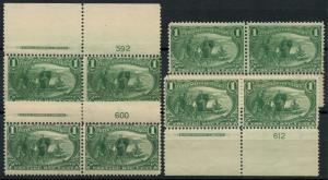 #285 (4) DIFFERENT F-VF OG NH PLATE # PAIRS WITH IMPRINT CV $640 BT8586