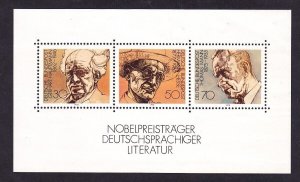 Germany 1267 MNH 1978 Nobel Prize Winners Haupmann, Mann Souvenir Sheet