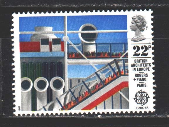 England. 1987. 1106 from the series. Cent Pompidou in Paris. MNH.