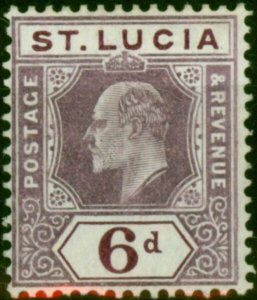 St Lucia 1907 6d Dull Purple & Bright Purple SG72ba Fine MM