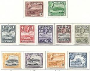 Antigua  #107-116 &119 (MH)  CV $17.65