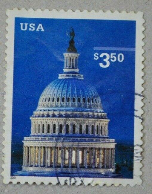 US SCOTT #3472 $3.50 CAPITAL DOME PRIORITY MAIL 2001 SELF-ADHESIVE used