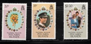 PITCAIRN ISLANDS Scott # 206-8 MH - Royal Wedding Of Charles & Diana