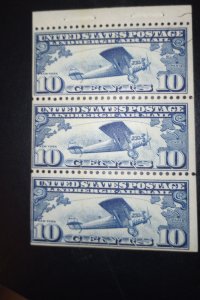 Sc# C10a MNH Lindbergh booklet pane of 3