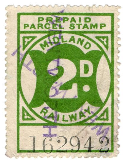 (I.B) Midland Railway : Prepaid Newspaper Parcel 2d (Wentworth)