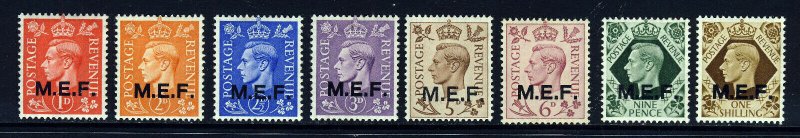 MIDDLE EAST FORCES KG VI 1943-47 Overprinted M.E.F. Set SG M11 to SG M18 MINT