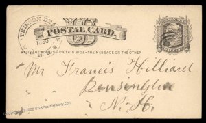 USA 1880 ATKINSON DEPOT Plaistow New Hampshire Postal Card Cover 96356