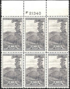 749 Mint,OG,HR... Plate Block of 6... SCV $21.00... VF/XF