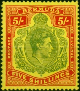 Bermuda 1950 5s Yellow-Green & Red-Pale Yellow SG118f V.F MNH (2)