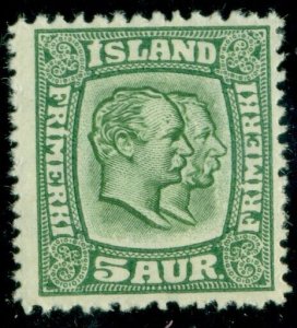 ICELAND #102 (94), 5aur Two Kings, og, LH, fresh an F/VF, Scott $100.00