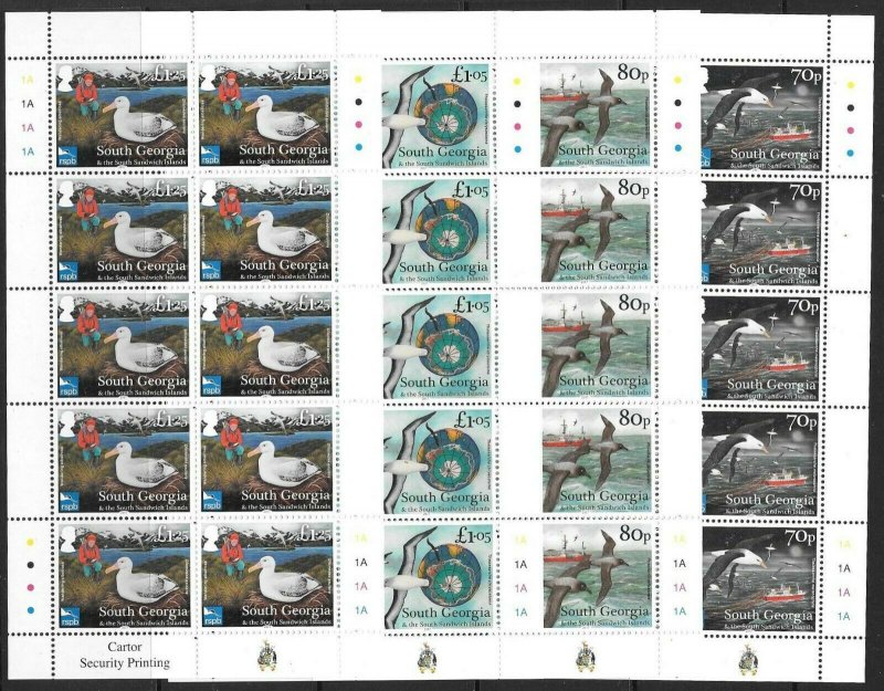 S.GEORGIA&S.SANDWICH SG683/6 2017 ALBATROSS CONSERVATION  SHEETLETS MNH