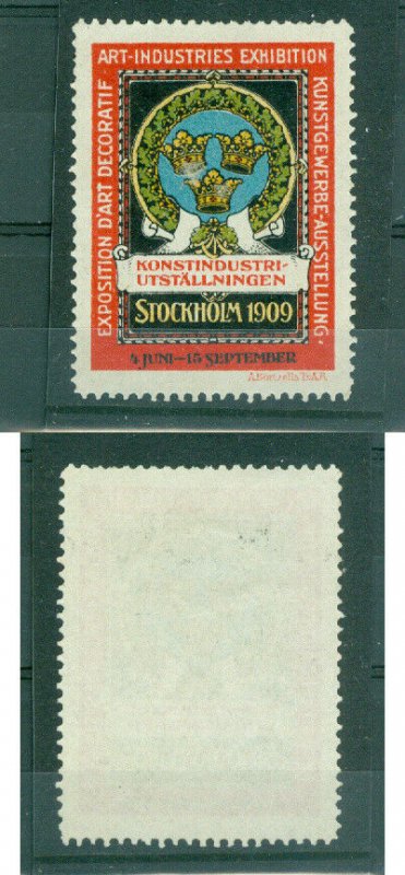 Sweden. Poster Stamp 1909 MNG. Art-Industry Exhibition Stockholm. Three Crown