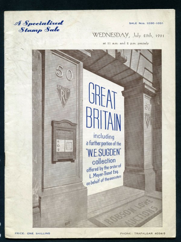 1951 Robson Lowe Specialised Great Britain Auction Catalogue (BK#31).