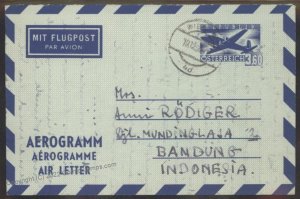 Austria 1956 Michel LF4 Airmail Aerogram Cover Bandung Indonesia G107998