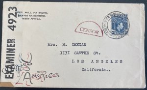 1944 Buea British Cameroon Military Mail Censored Cover To Los Angeles CA USA