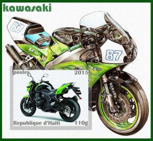 HAITI SHEET CINDERELLA IMPERF MOTORCYCLES KAWASAKI