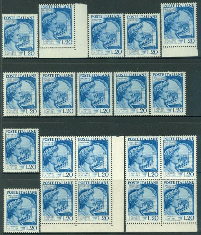 ITALY : 1950. Sassone #614. 20 stamps. Very Fine, Mint Never Hinged Catalog €300