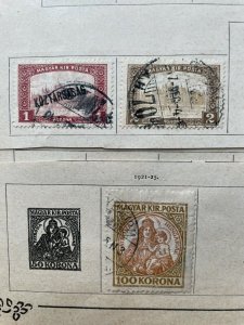 Lot of 12 Early 1900’s Hungary 11 Used Stamps, 1 MH; all hinged, Assorted Values