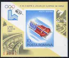 Rumania 1979 Lake Placid Winter Olympics 10L imperf m/she...