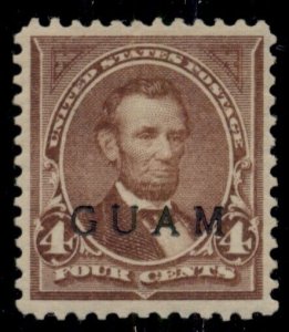 GUAM #4, 4¢ Lincoln lilac brown, og, LH, XF