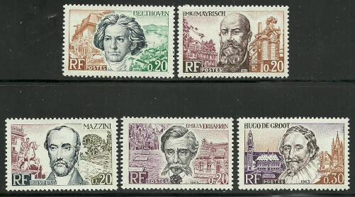 France #1059-63 MNH Set, Famous Men