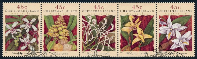 Christmas Island 1994 Orchids Strip of 5 SG392-396 Fine Used