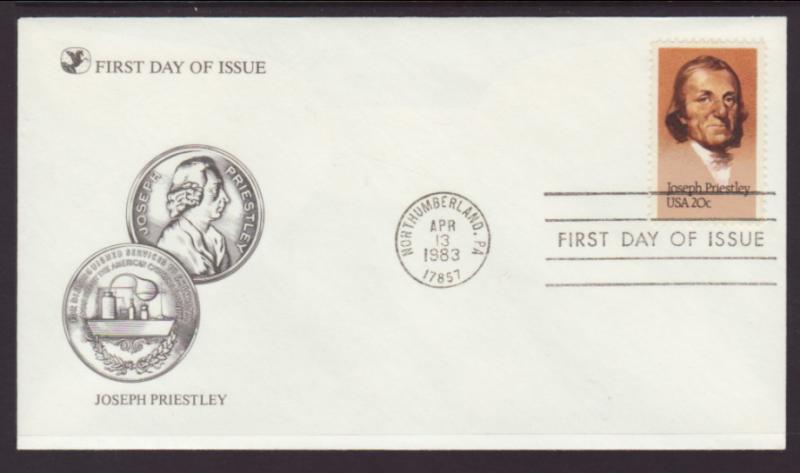 US 2038 Joseph Priestley Readers Digest U/A FDC