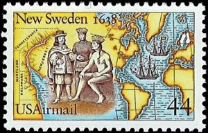 U.S. Scott # C117  1988 44c multi Litho& New Sweden ; TAGGED mint-nh- vf