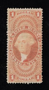 EXCELLENT GENUINE SCOTT R74c F-VF 1862-71 RED 1ST ISSUE REV PASSAGE TICKET #8599