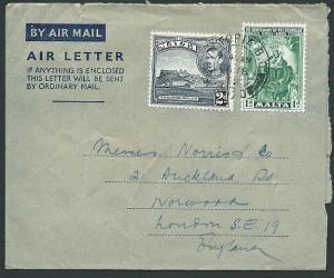 MALTA 1952 formular airletter used Victoria, Gozo to UK...................42582