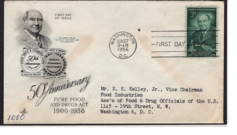 US FDC 1080,   Pure Food and Drugs Act, 50th anniversary   ....   7503817