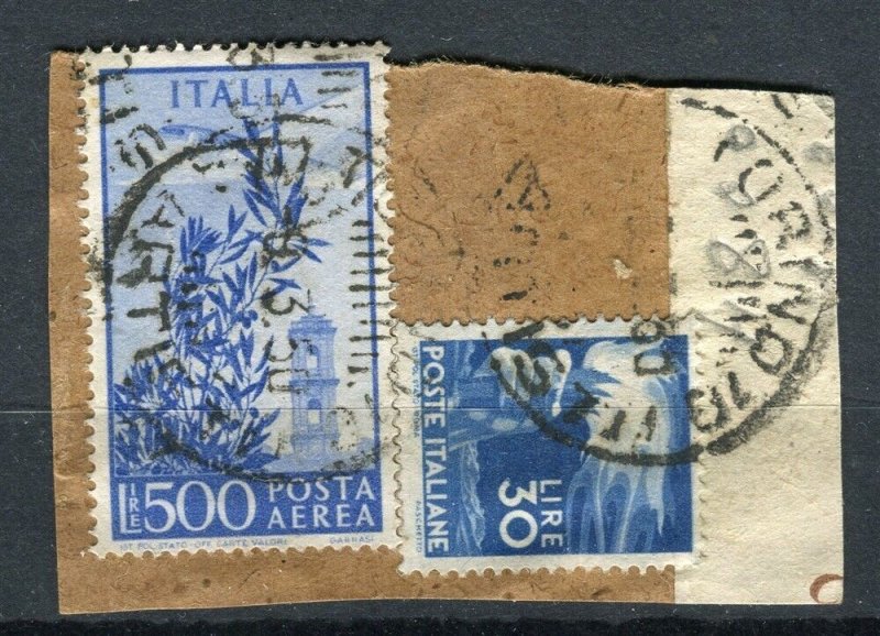 ITALY; 1950 early fine used 500L. Postmark Piece