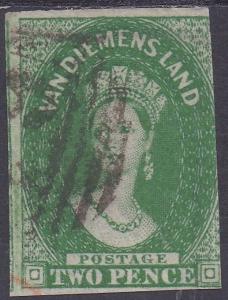 TASMANIA 1855 QV CHALON 2D WMK STAR USED 