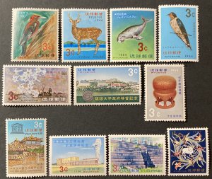 Ryukyu Islands 1966 #140-50, Various Designs, MNH.