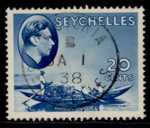 SEYCHELLES GVI SG140, 20c blue, VERY FINE USED. CDS