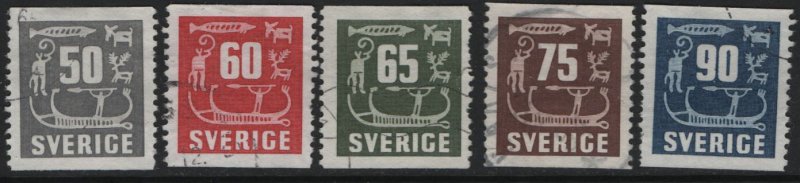 SWEDEN, 468-472, (5) SET, USED, 1954, Rock Carvings