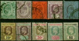 Straits Settlements 1904-06 Set of 10 to $1 SG127-136 Good to Fine Used
