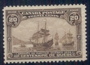 CANADA #103 20¢ yellow brown, og, hinged, Scott $250.00