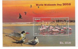 Sri Lanka 2016 Wetlands Day Duck Flamingo Birds 2 S/S MNH C17 2 scans