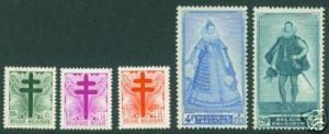 BELGIUM 1946 Scott B462-66 MH* CV $55.50 semipostal set