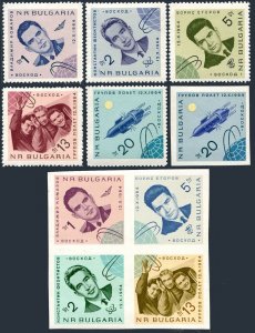 Bulgaria 1390-1394 perf & imperf, MNH. Russian 3-man space flight,1965. Voskhod.