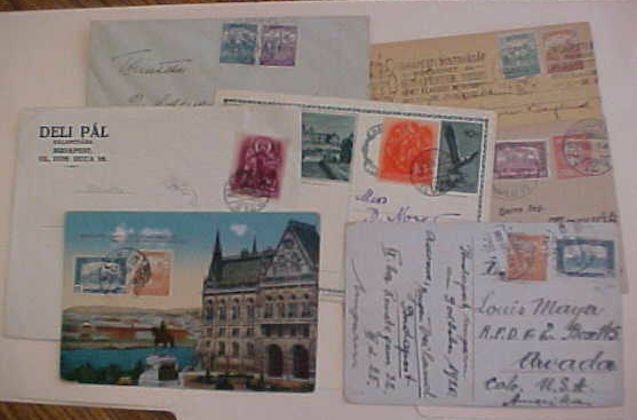 HUNGARY  7 DIFF. COVERS/CARDS 1920-1938 INCLUDES 3 TO USA 