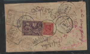 BURMA (P2805B) KGVI 1941 REG LETTER DLO, RETURN TO SENDER , GREAT POSTAL MARKING 