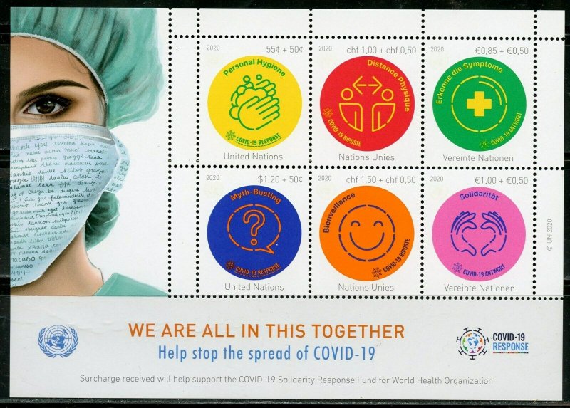 UNITED NATIONS 2020 ANTI VIRUS WE ARE IN THIS TOGETHER SHEET MINT NH  