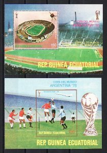 Equatorial Guinea, Mi cat. 1161, BL263-264. World Cup Soccer s/sheets. ^