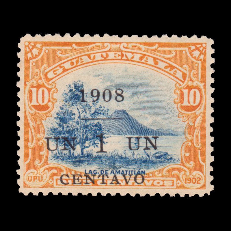 GUATEMALA STAMP 1908 SCOTT # 133. UNUSED. OVERPRINTED