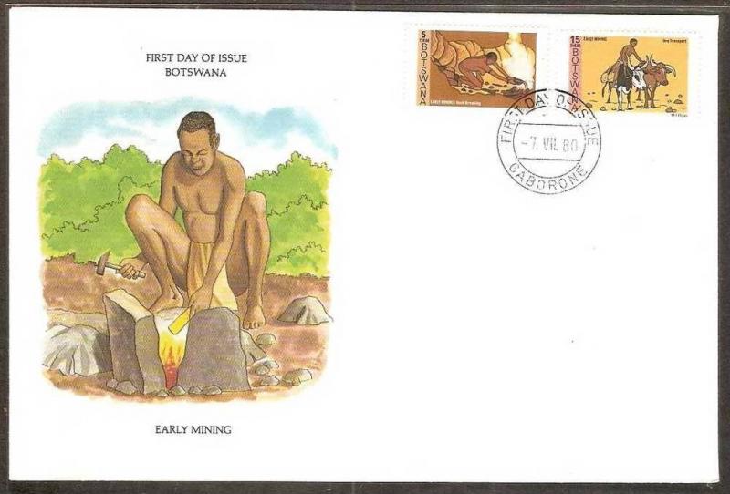 Botswana 1980 Early Mining Sc 247,249 Rock Breacking FDC # 9174